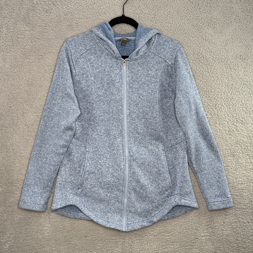 Eddie Bauer Hoodie Women's Large Full Zip Long Sleeve Gray Active Hiking Blue